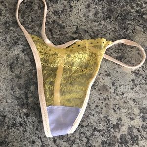 Yellow white thong g string t back medium